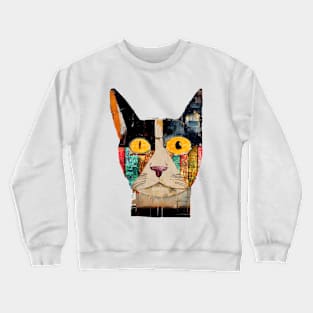 Abstract colorful cat face art Crewneck Sweatshirt